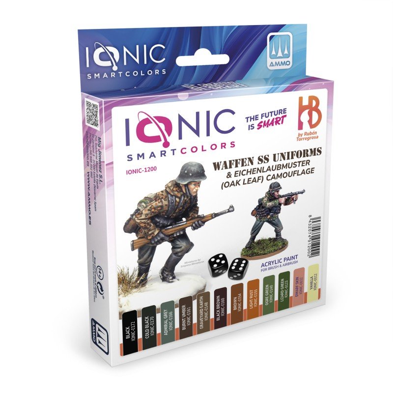 The Ionic WWII German Tanks 1943–1945 Set includes 12 acrylic paints specially selected to provide the essential tones for accurately painting German tanks during the second half of World War II. WWII German Tanks 1943 - 45 paint sets