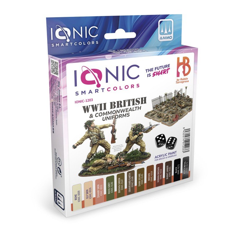 The Ionic British & Commonwealth Uniform Set includes 12 acrylic paints specially chosen for painting this iconic historical uniform. WWII British & Commonwealth Uniforms paint sets